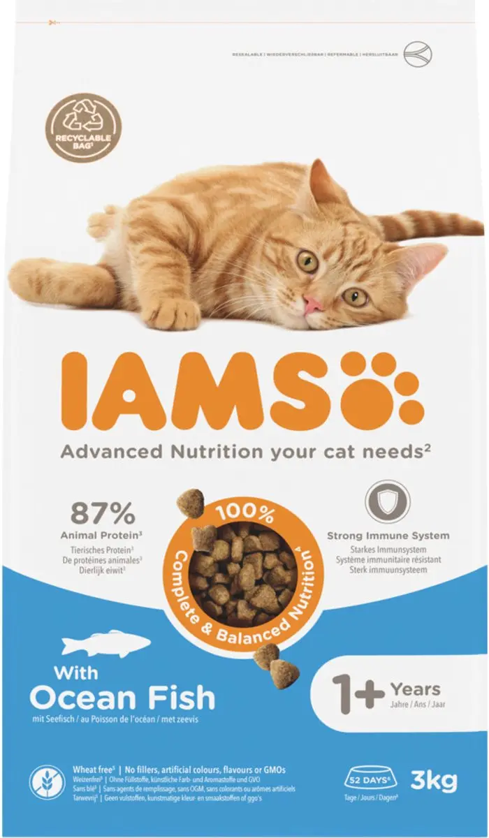 Iams Cat Adult Zeevis Kattenvoer - 3x3kg