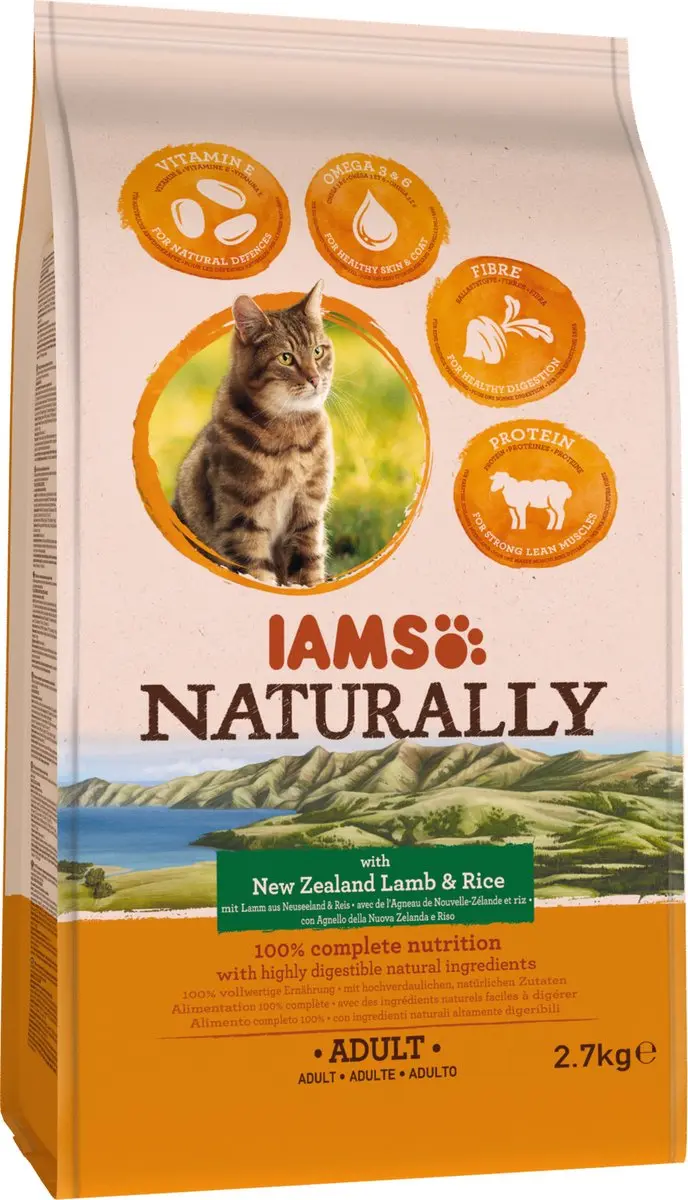 Iams Naturally Kat Adult Lam&Rijst 2.7kg