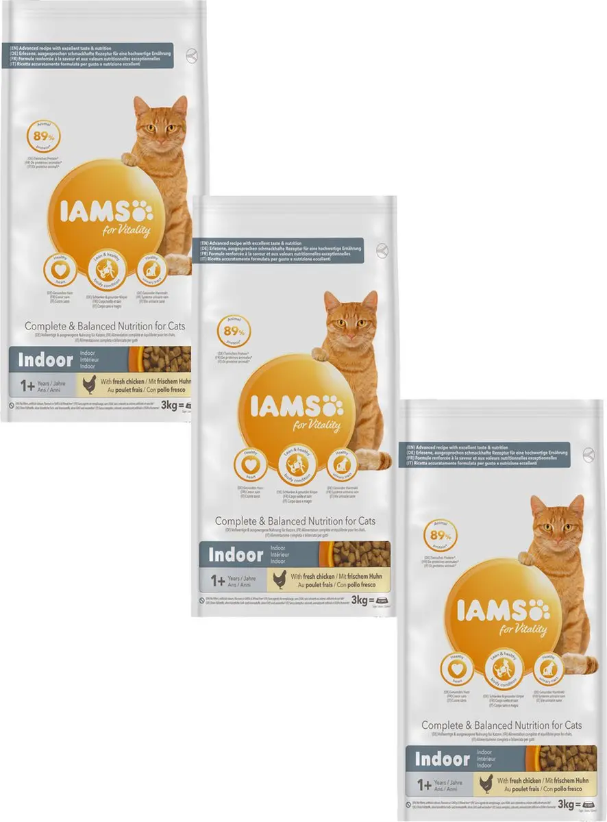 Iams Cat Adult Indoor Kip 3x3kg