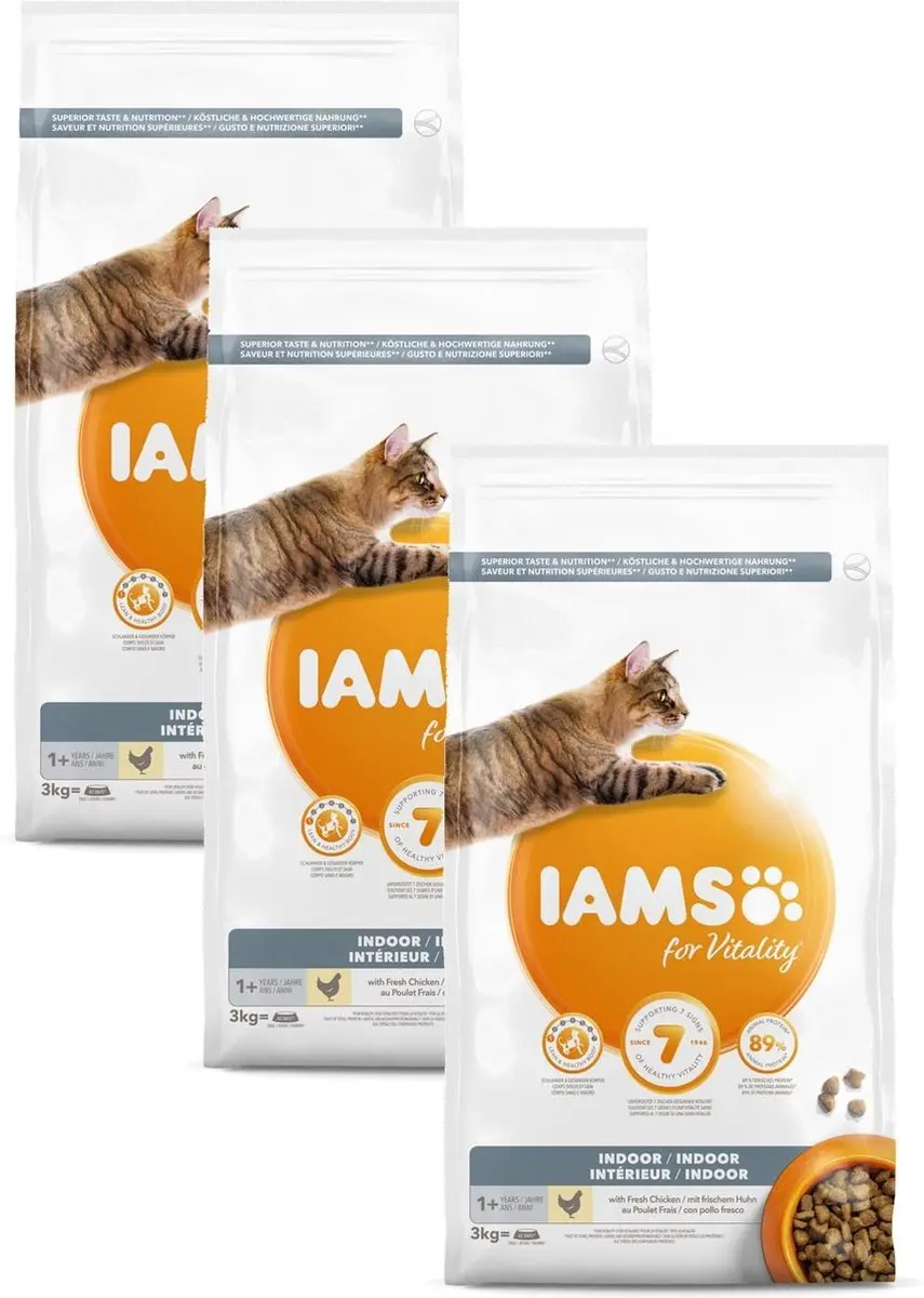 Iams Cat Adult Indoor Kip 3x3kg