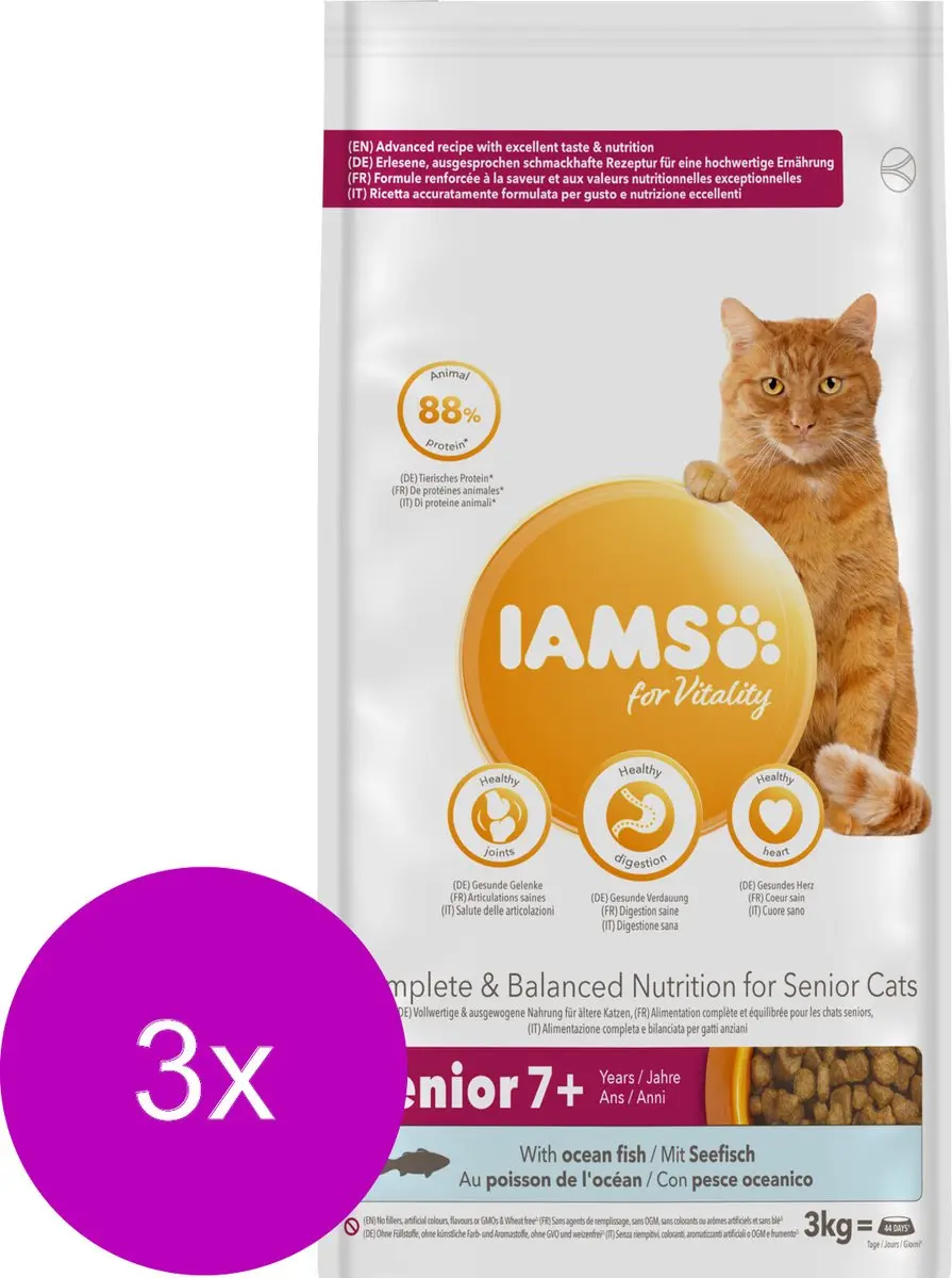 Iams Cat Senior 3kg - 3 Stuks