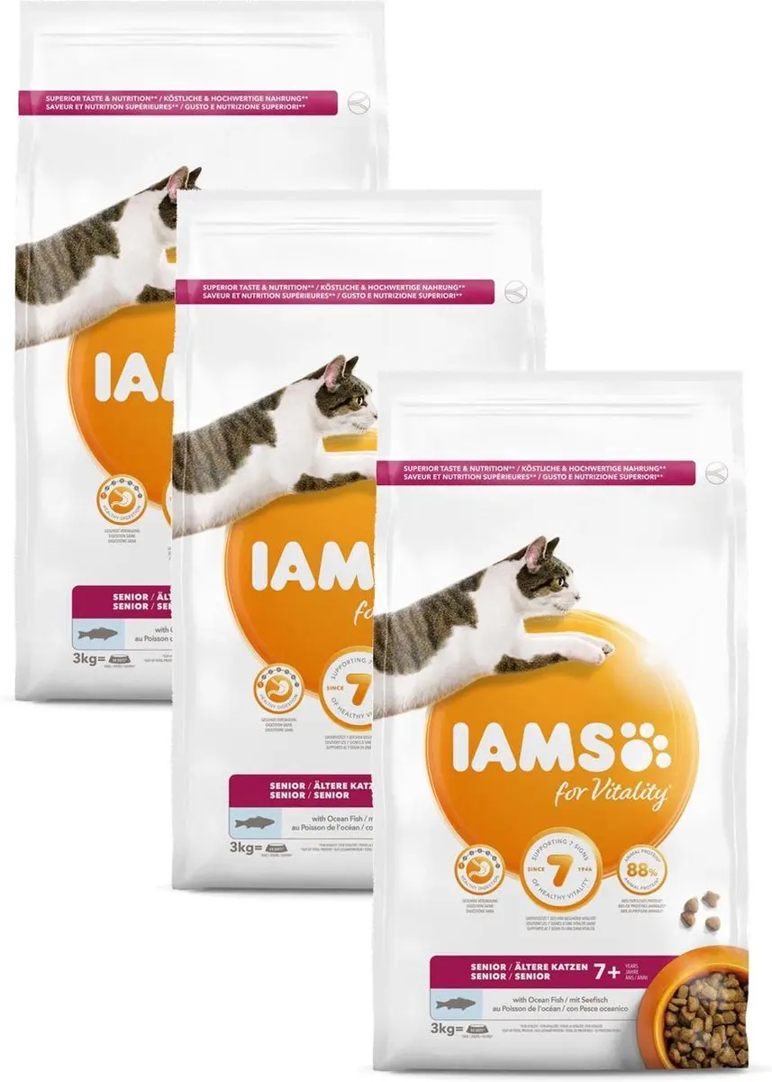 Iams Cat Senior 3kg - 3 Stuks