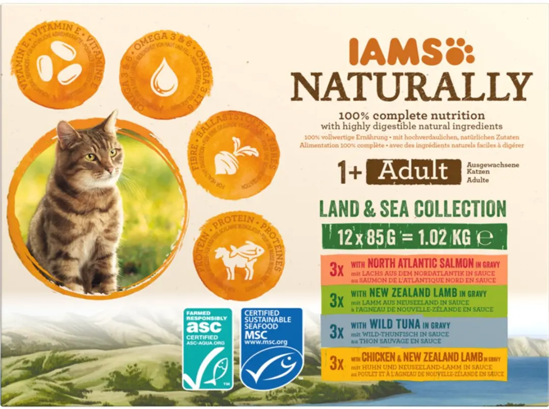 Iams Naturally Kat Adult Land & Zee 20 Stuks