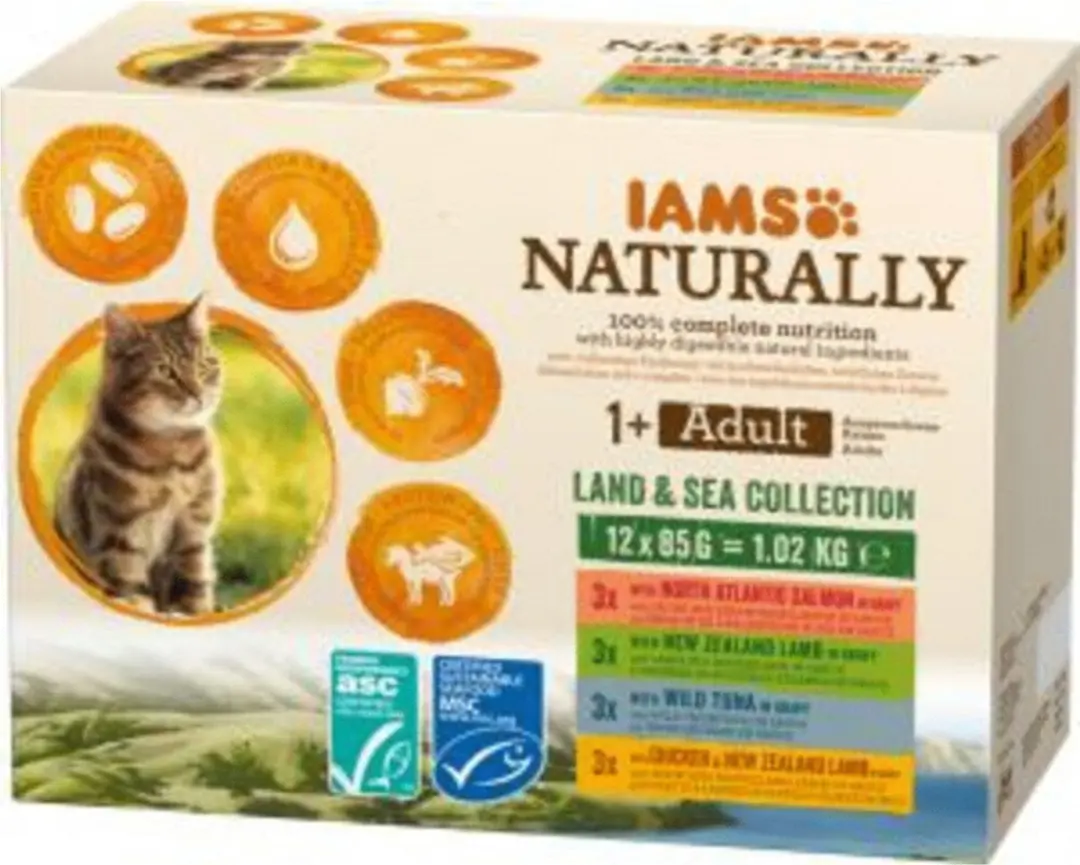 Iams Naturally Kat Adult Land & Zee 20 Stuks