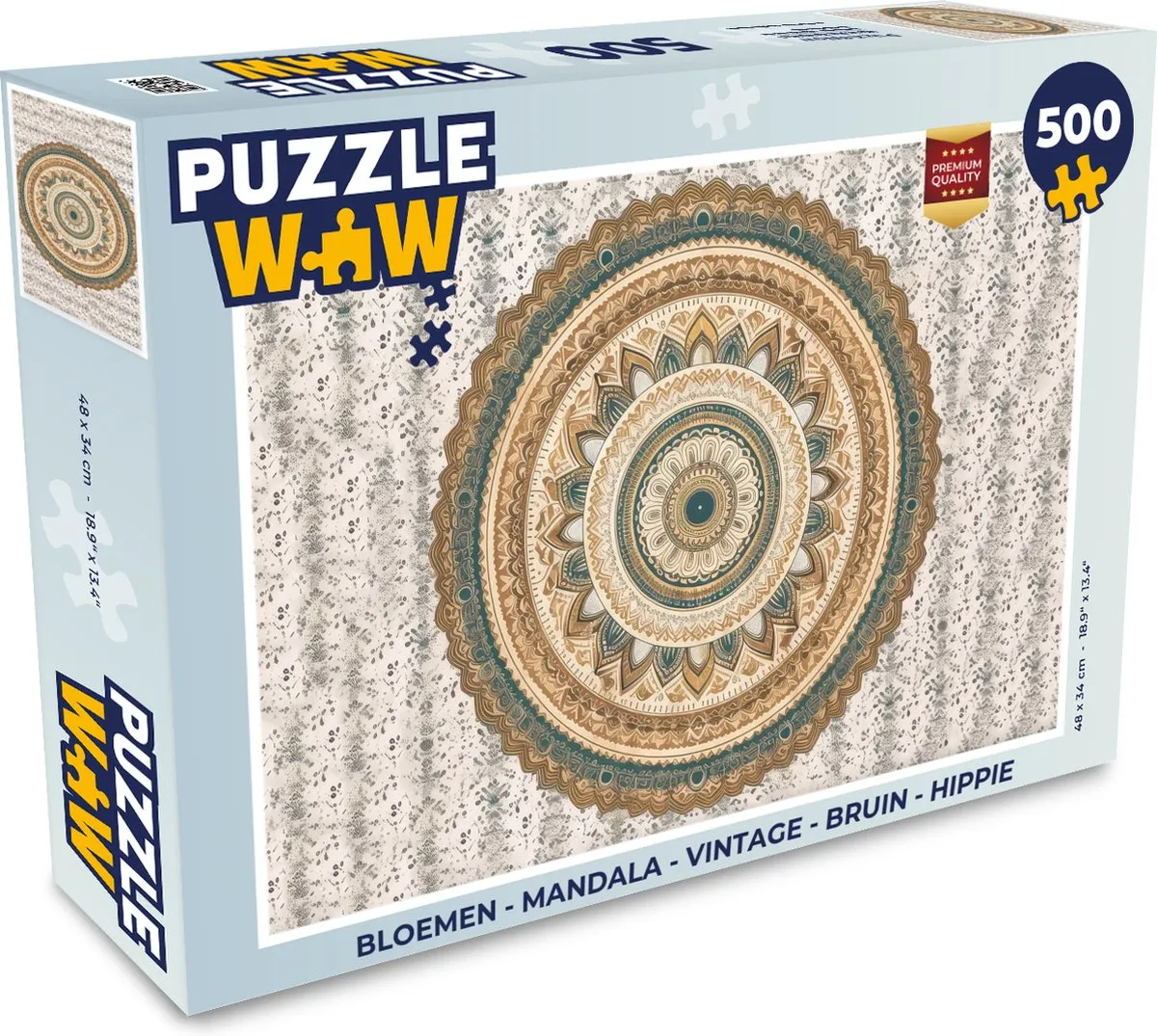PuzzleWow Mandala Vintage Legpuzzel 500 Stuks - Multicolor