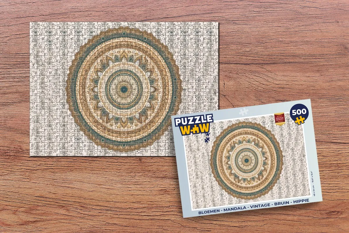 PuzzleWow Mandala Vintage Legpuzzel 500 Stuks - Multicolor