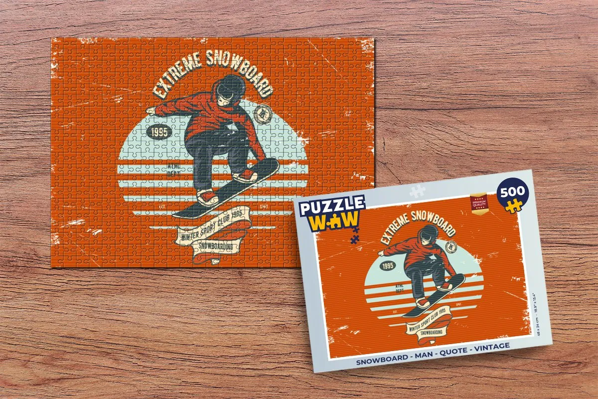 PuzzleWow Snowboard Legpuzzel 500 Stuks - Multicolor