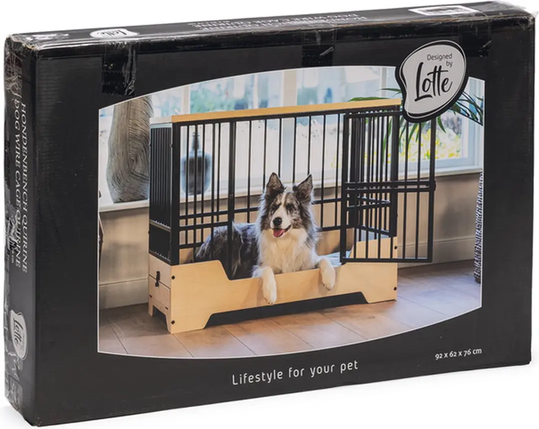Designed by Lotte Quirine Hondenbench - Zwart - L 92x62x76cm - afbeelding 6 van 6