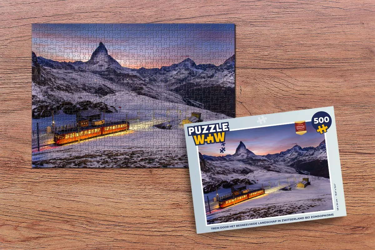 PuzzleWow Legpuzzel Zwitserland Trein 500 Stuks - Multicolor