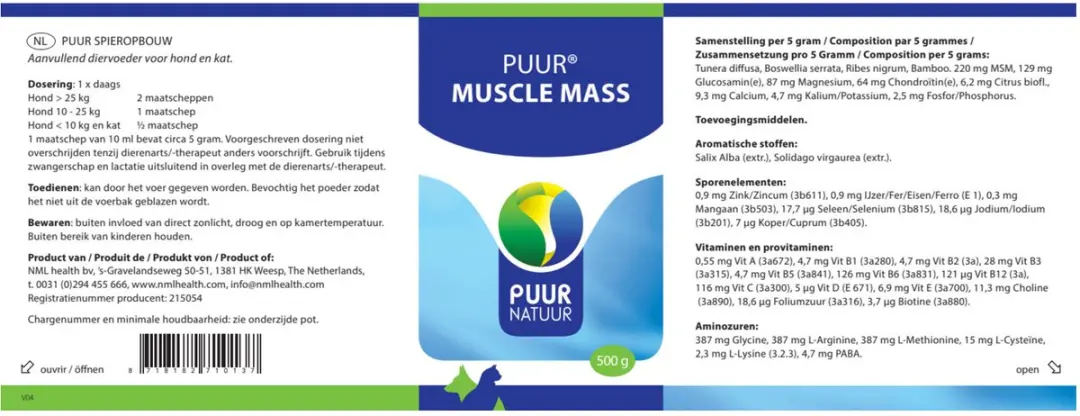 Puur Natuur Muscle Mass Supplement 500g