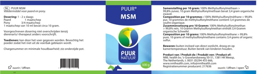 Puur Natuur MSM Supplement 500g