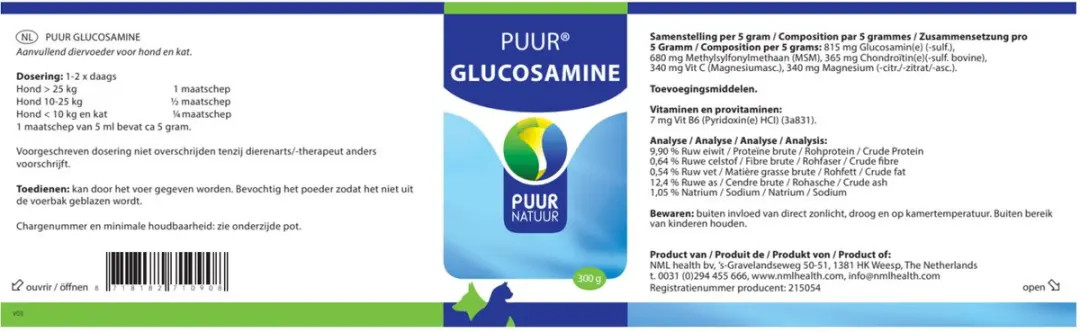 Puur Glucosamine Hond & Kat 300g