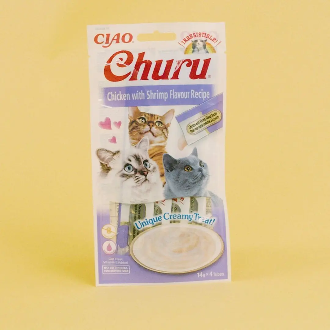 Inaba Churu Purée Kip Garnaal 15g - 4 Stuks