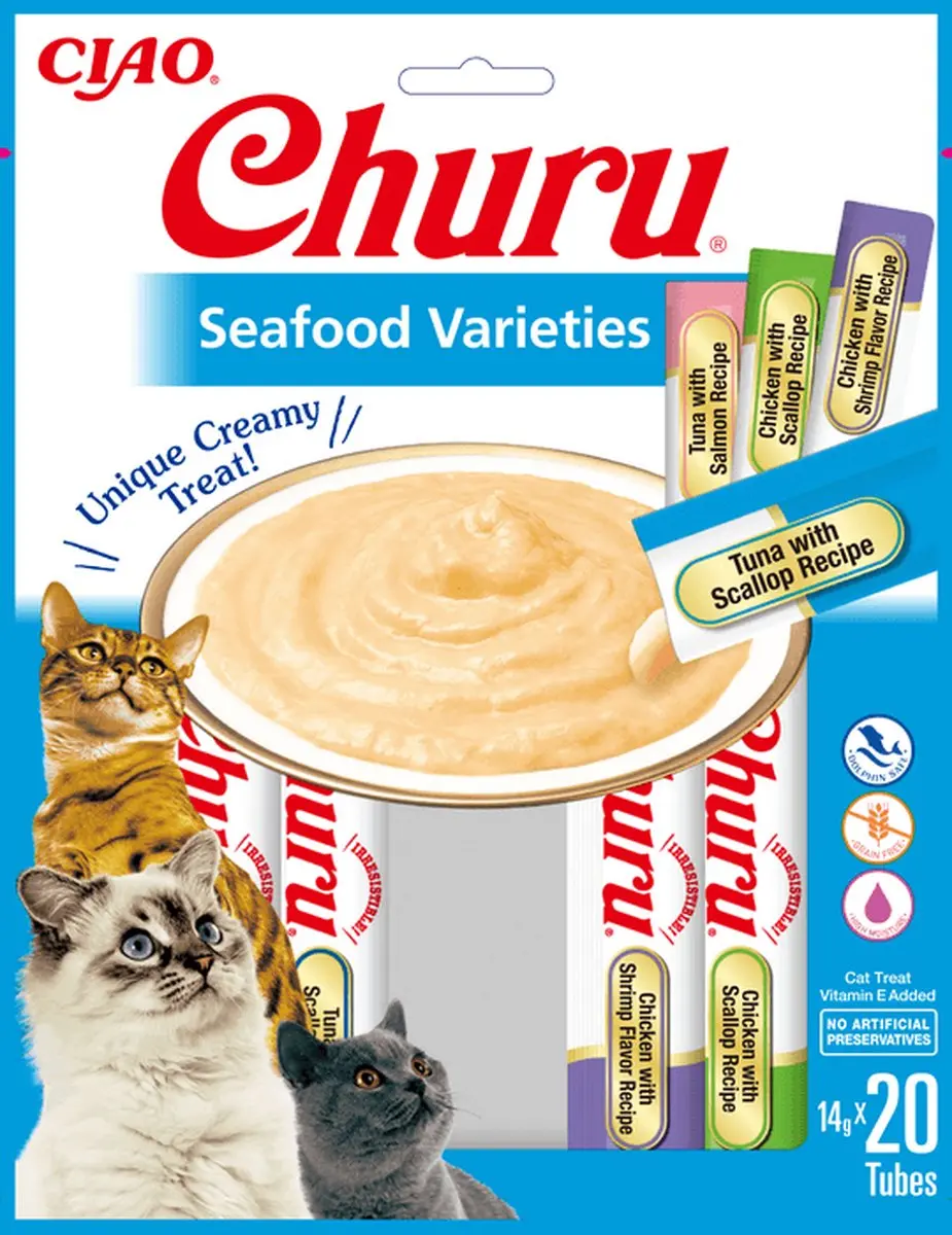 Inaba Churu kat Puree multipack Vis en Schaaldieren