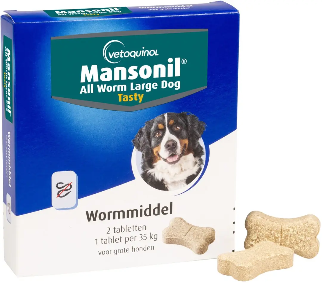 Mansonil All Worm XL Hond Tasty Bone - Anti-wormmiddel 2 tabletten - afbeelding 2 van 6