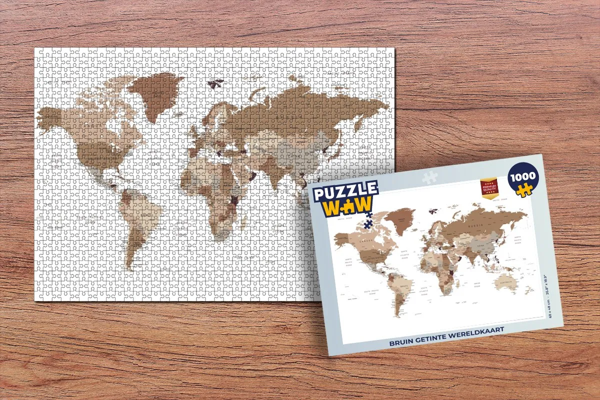 PuzzleWow Wereldkaart Legpuzzel 1000 Stuks - Multicolor