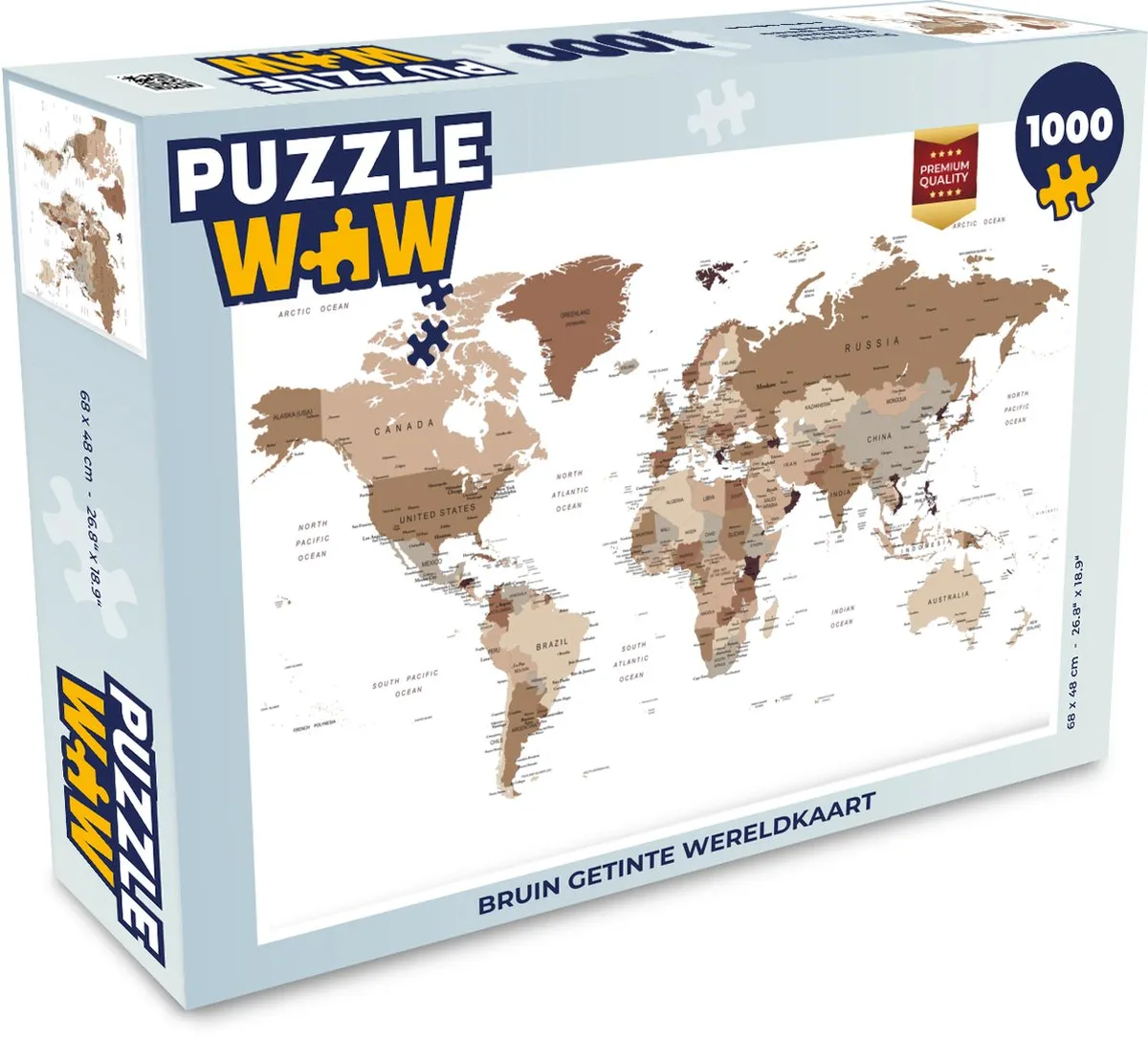 PuzzleWow Wereldkaart Legpuzzel 1000 Stuks