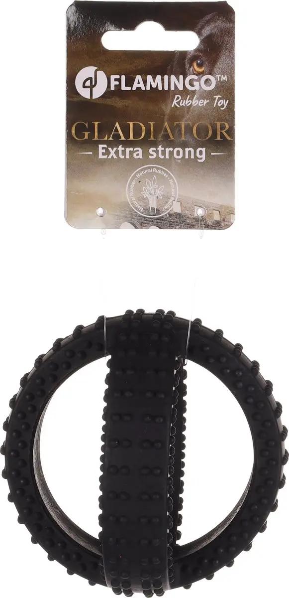 Flamingo Rubber Gladiator Cross Ball - Zwart - 10 cm - afbeelding 3 van 5
