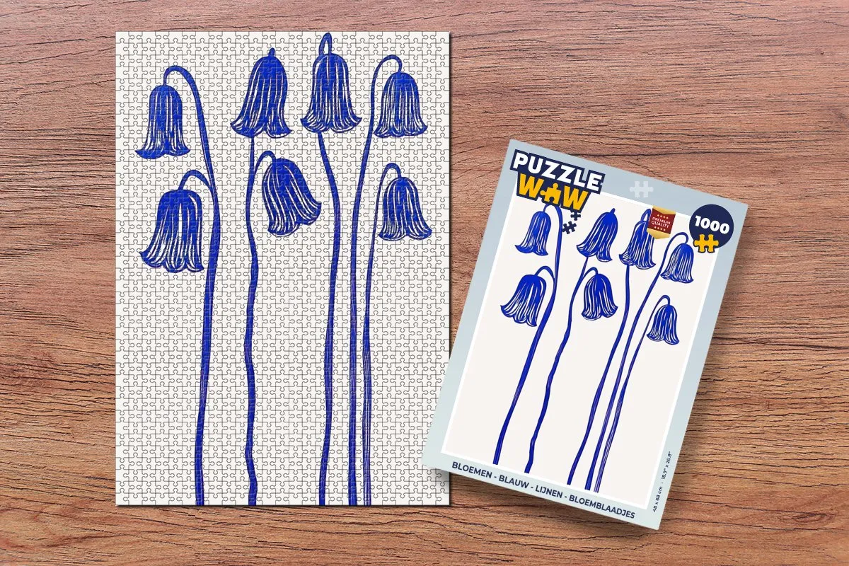 PuzzleWow Bloemen Legpuzzel 1000 Stuks - Blauw