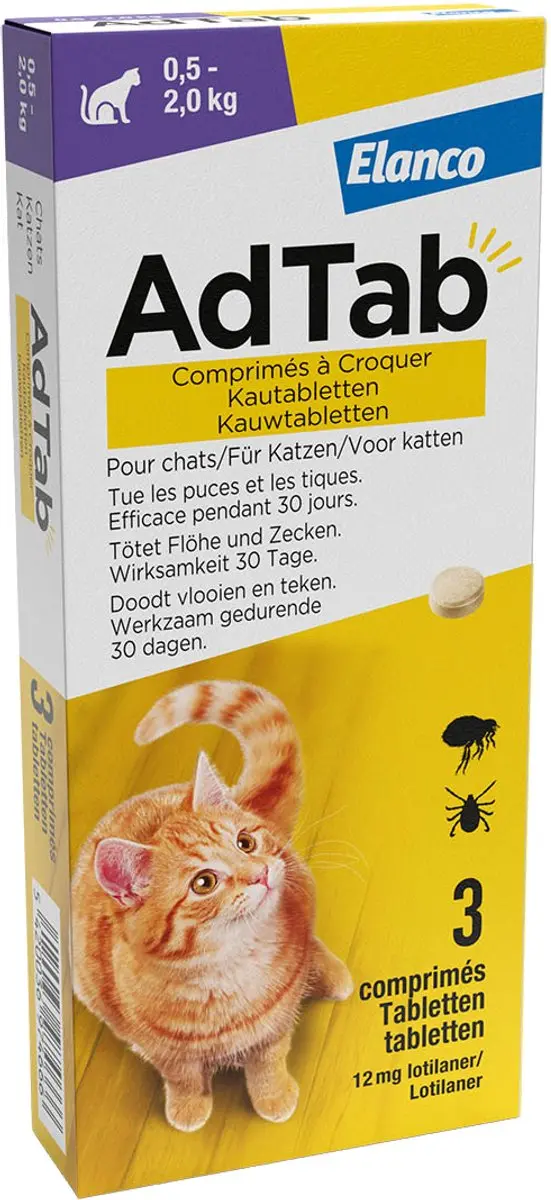 Adtab Anti Vlooien en Teek Kauwtabletten Kat - 3 Stuks - afbeelding 6 van 6