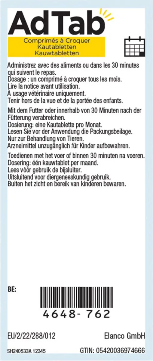 Adtab Anti Vlooien en Teek Kauwtabletten Kat - 3 Stuks - afbeelding 4 van 6