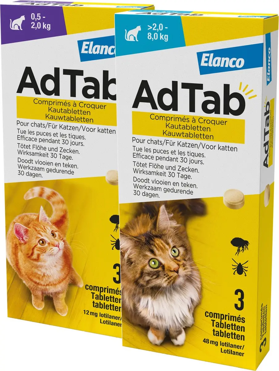 Adtab Anti Vlooien en Teek Kauwtabletten Kat - 3 Stuks - afbeelding 3 van 6