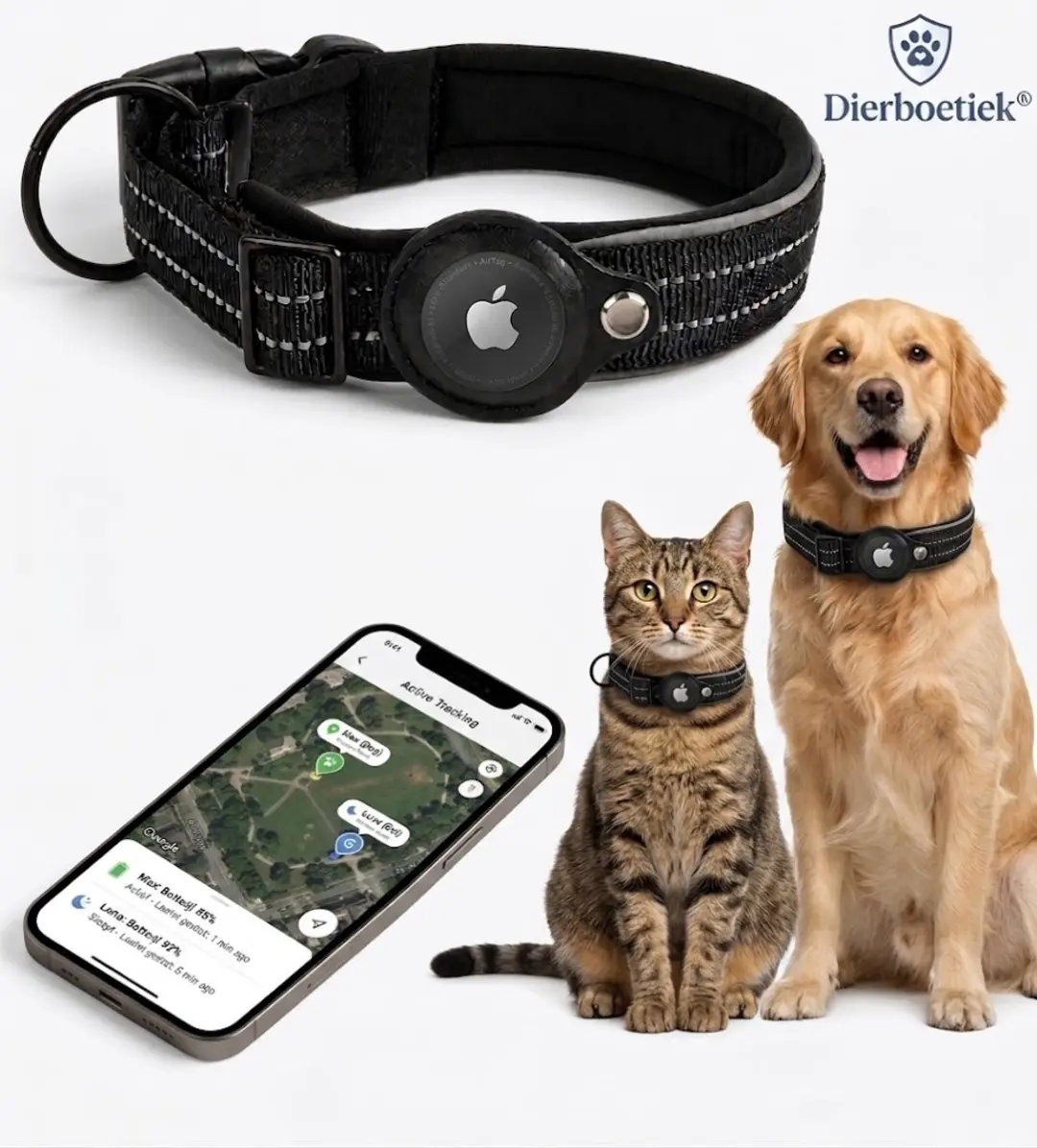 Dierboetiek® Hondenhalsband Inclusief Apple Tag Tracker