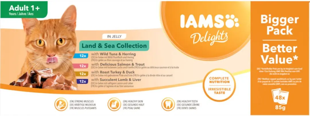 Iams Delights Land & Sea Jelly Natvoer - 48x85g