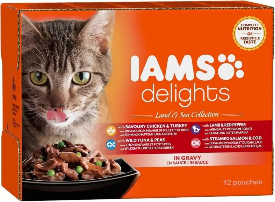 Iams Delights Land & Zee Kat Natvoer 12x85g