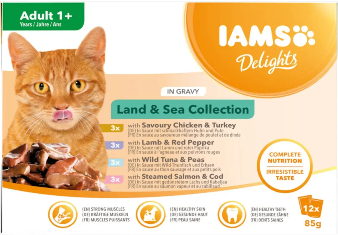 Iams Delights Land & Zee Kat Natvoer 12x85g