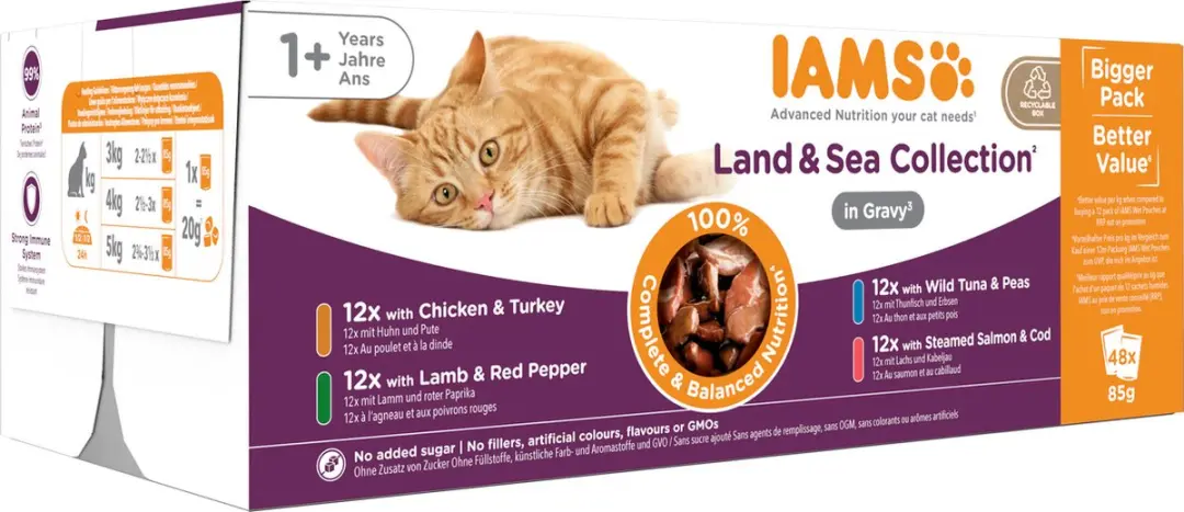 Iams Delights Land & Zee Jus Kat Natvoer 48x85g