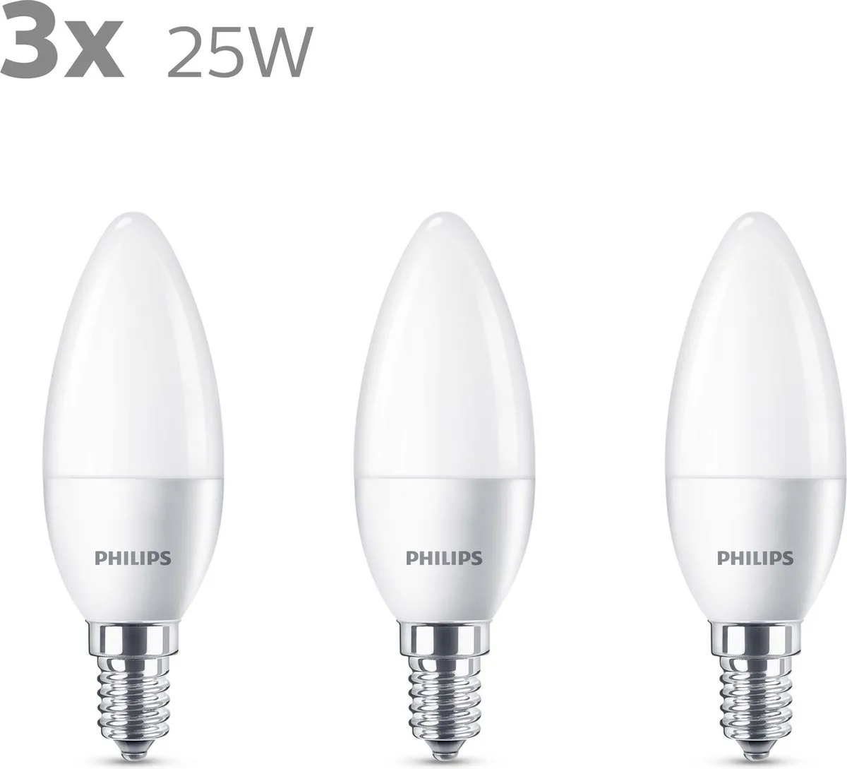 Philips LED Kaarslamp Mat 2.8W E14 Warmwit - 3 Stuks