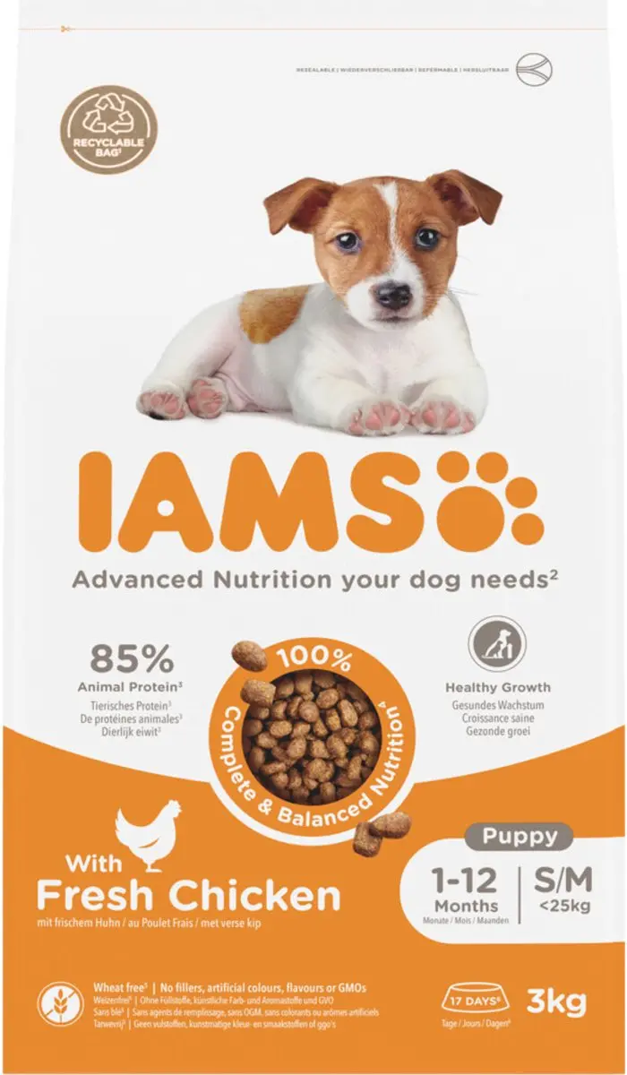 Iams Puppy Junior Small Medium Kip 3x3kg