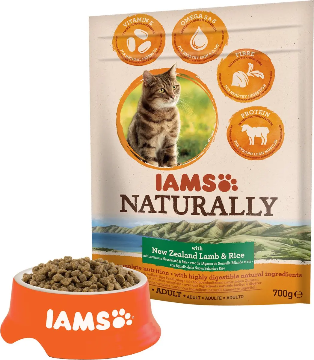 Iams Naturally Kat Adult Lam & Rijst 700g
