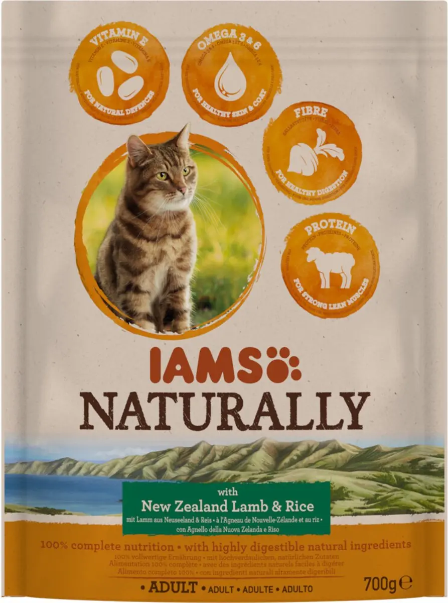Iams Naturally Kat Adult Lam & Rijst 700g