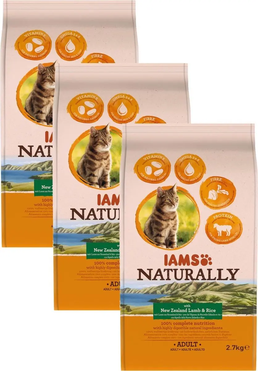 Iams Naturally Cat Adult Lam & Rijst Kattenvoer