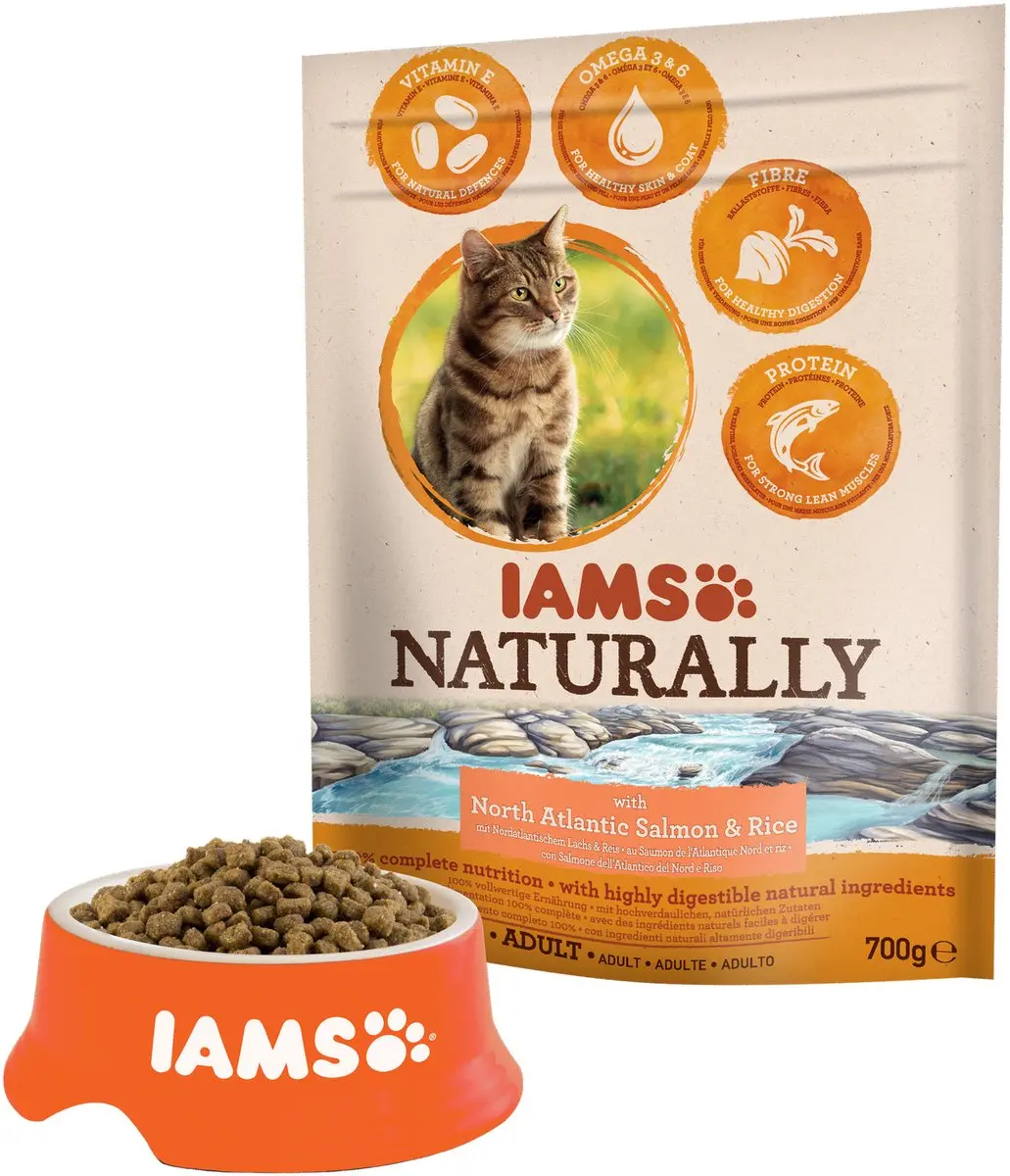 Iams Naturally Kat Adult Zalm & Rijst 700g