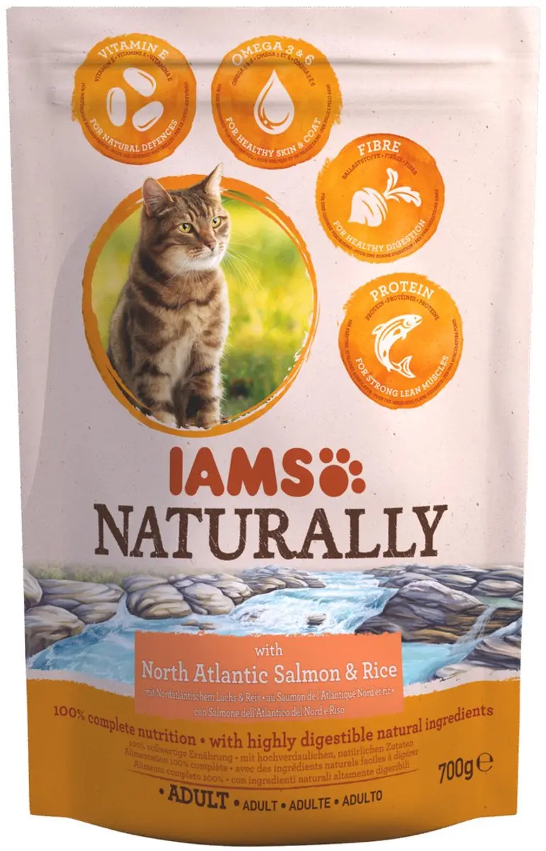 Iams Naturally Kat Adult Zalm & Rijst 700g