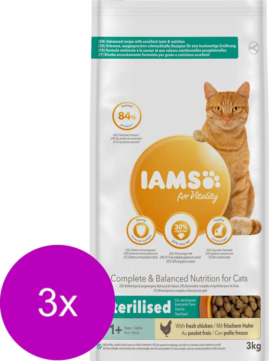 Iams Cat Adult Sterilised Kip - 3x3kg