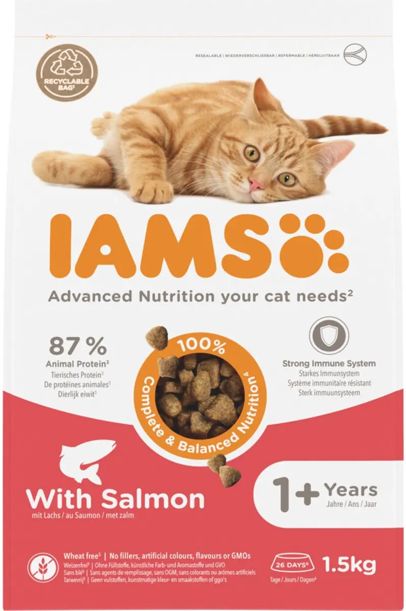 Iams Kat Adult Zalm 1,5kg - 4 Stuks