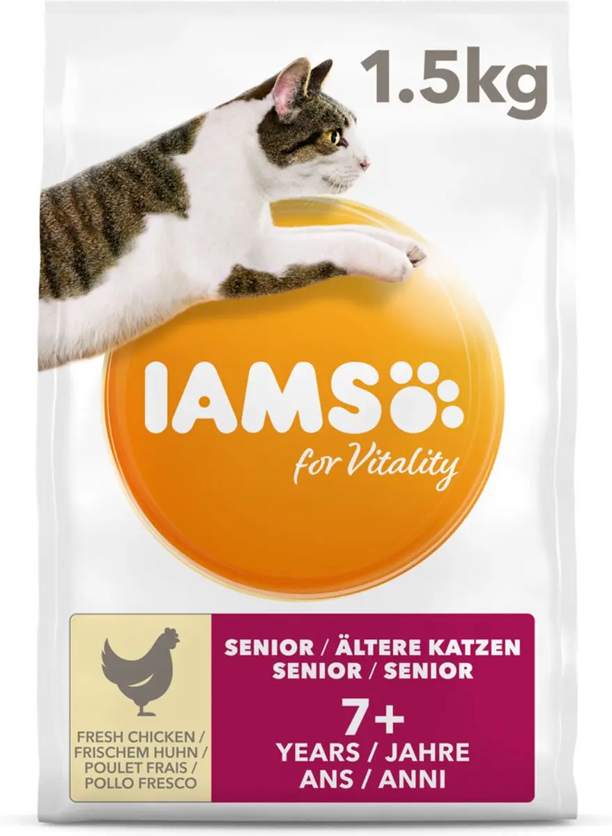Iams Kat Senior Kip 1,5kg - 4 Stuks