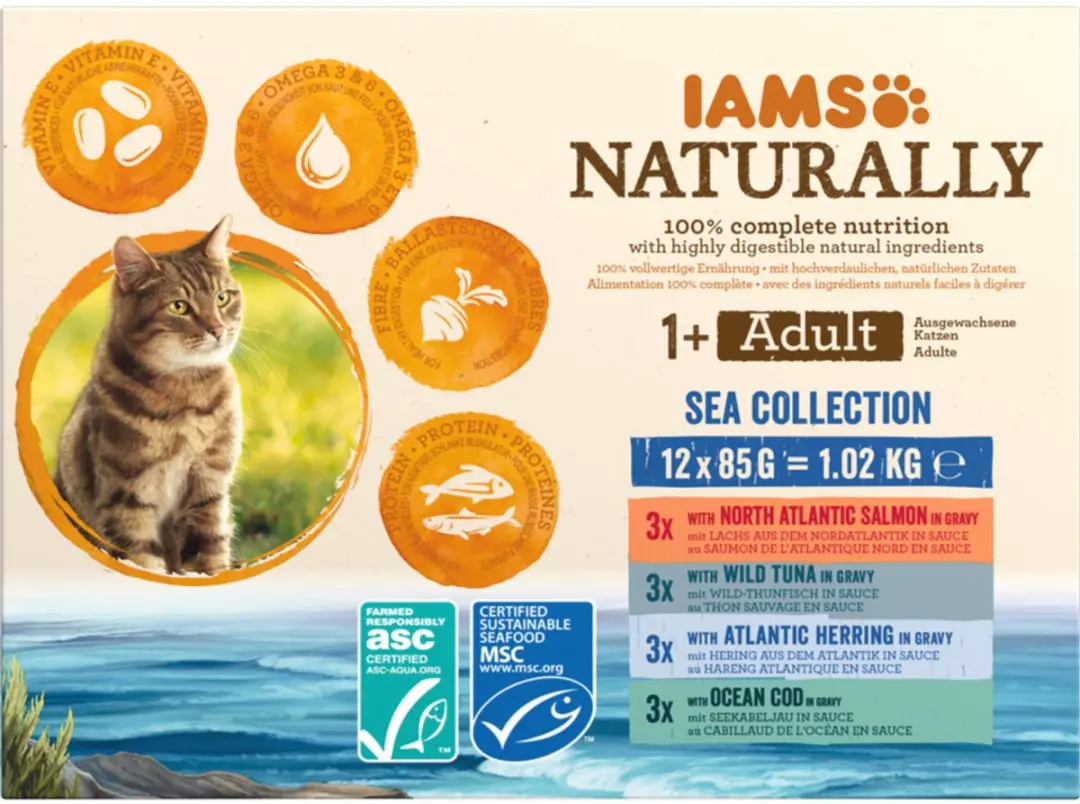Iams Naturally Adult Zeevruchten Multipack - 12x85g