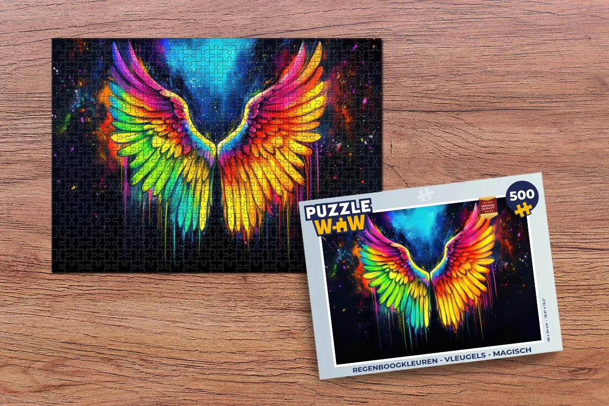 PuzzleWow Regenboogkleuren Vleugels Legpuzzel 500 Stuks