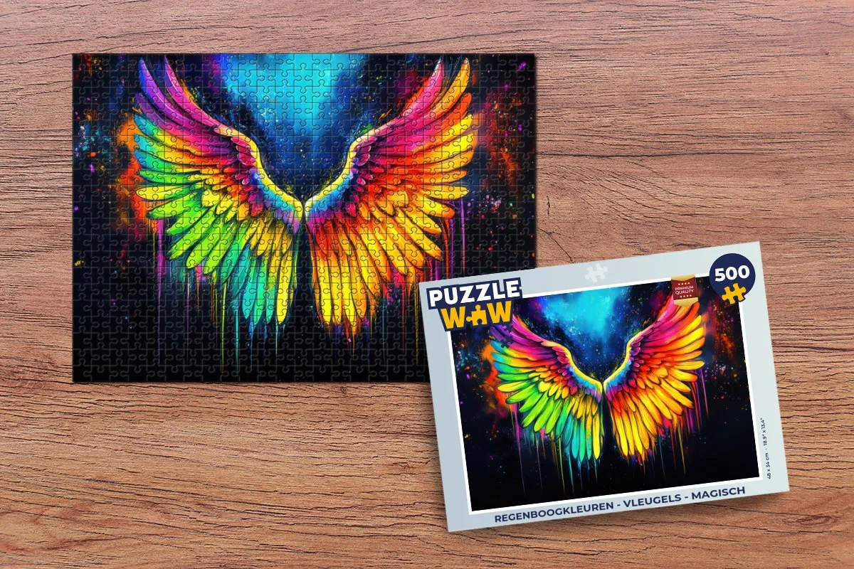 PuzzleWow Regenboogkleuren Vleugels Legpuzzel 500 Stuks