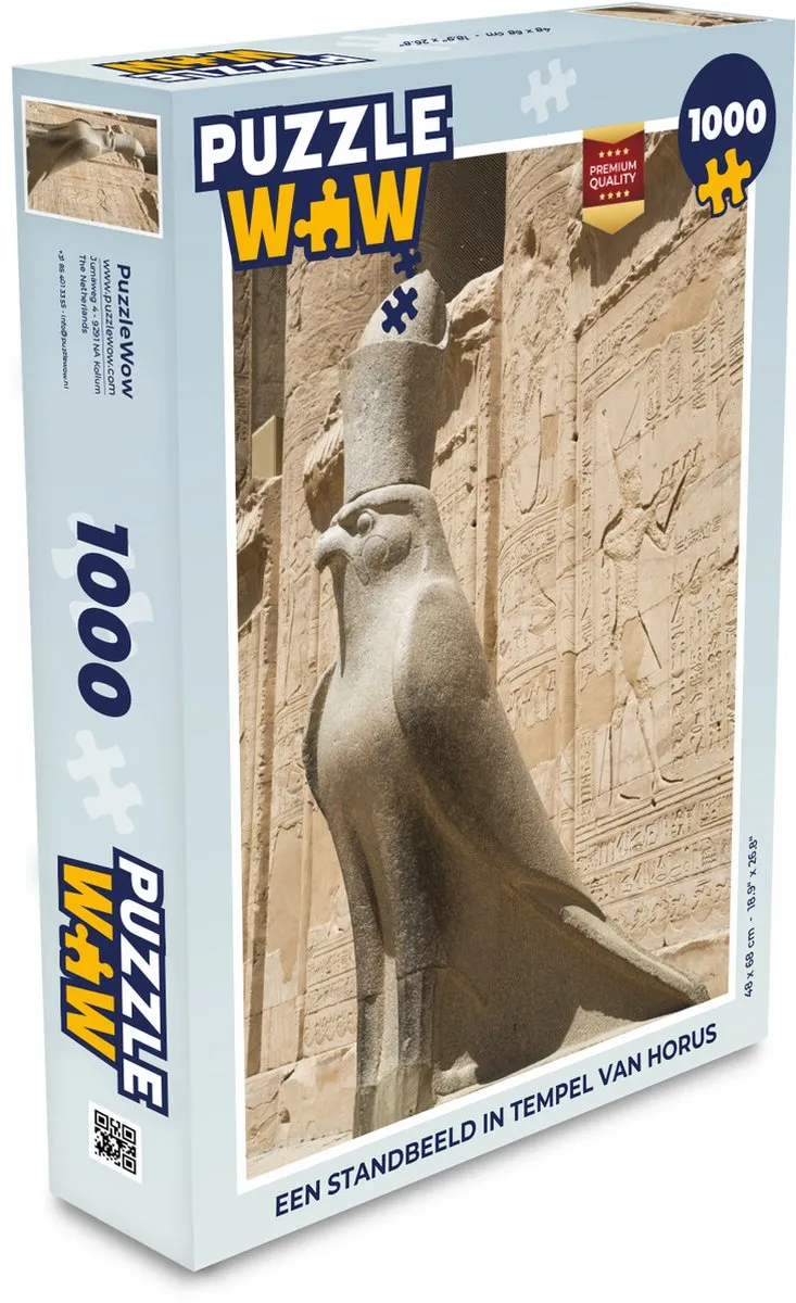 PuzzleWow Legpuzzel Een standbeeld in tempel van Horus 1000 Stuks - Multicolor