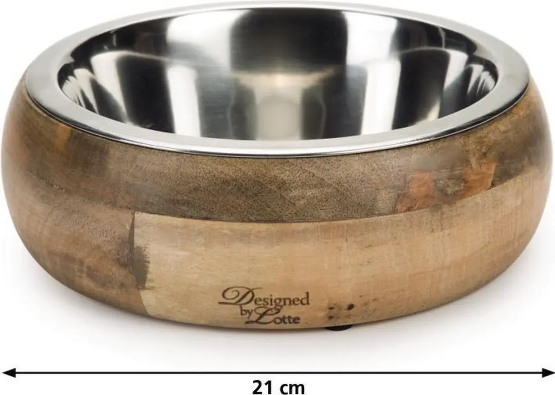 Designed by Lotte Mandira Hondenvoerbak Hout 21cm - Bruin