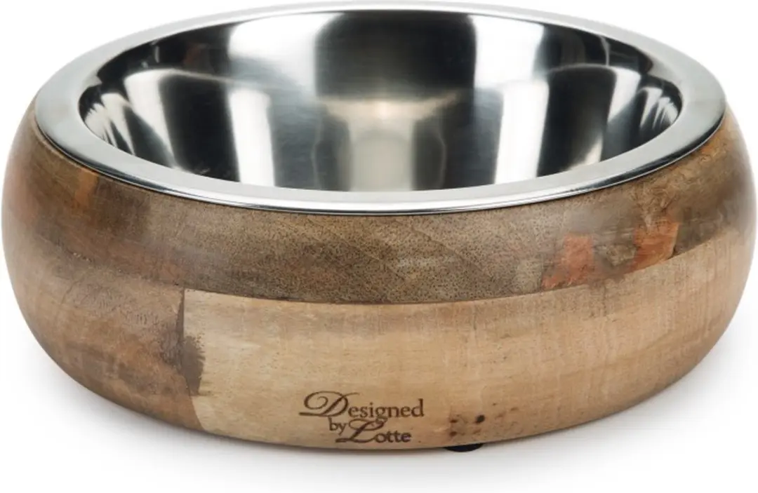 Designed by Lotte Mandira Hondenvoerbak Hout 21cm - Bruin