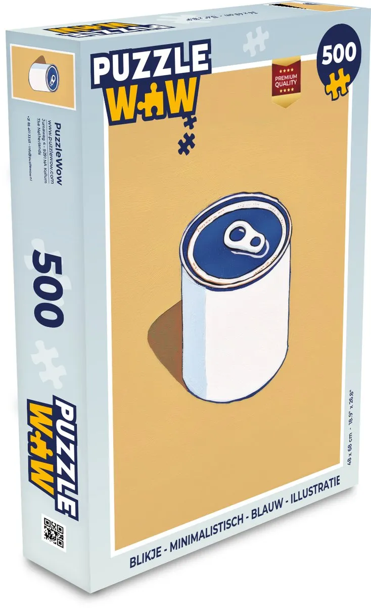 PuzzleWow Minimalistisch Blikje 500 Stuks - Blauw/Geel