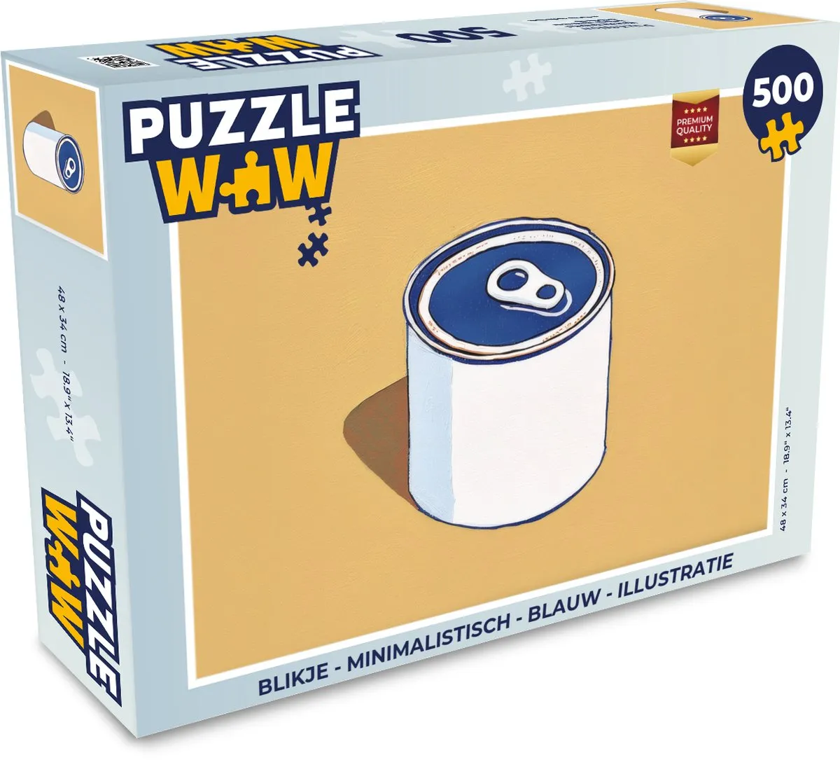 PuzzleWow Minimalistisch Blikje 500 Stuks - Blauw/Geel