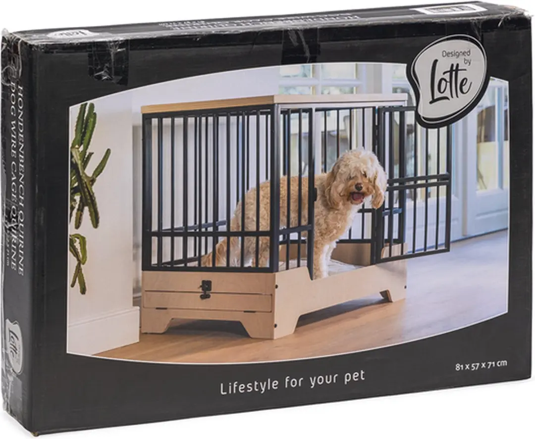 Designed by Lotte Quirine Hondenbench M - 81x57x71cm - Zwart - afbeelding 6 van 6